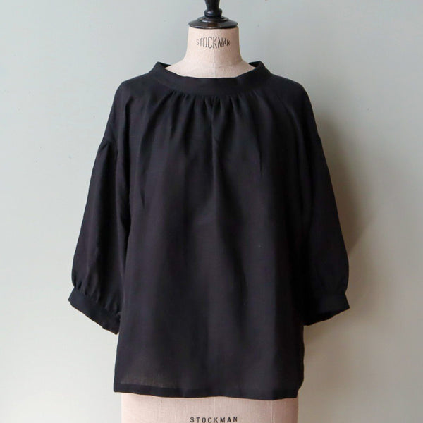 型紙：スタンドカラーのギャザーブラウス