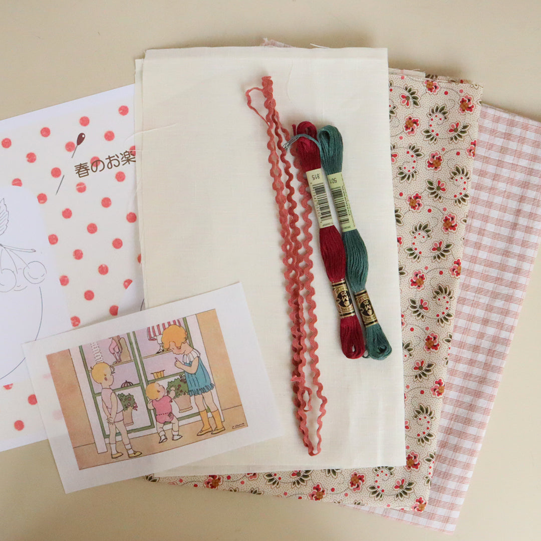 ✳︎おまとめ中✳︎ハンドメイド✳︎『4月のリネンバード』麻色×白地ピンク小花柄 ✳︎おまとめ中✳︎ハンドメイド✳︎『4月のリネンバード』麻色×白地