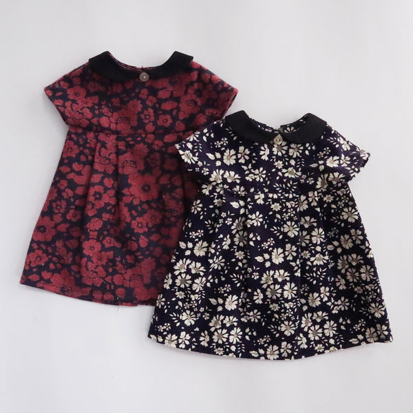 【材料セット　新作】クゥクゥ着せ替え　丸襟のワンピースとストラップシューズ （コーデュロイ）