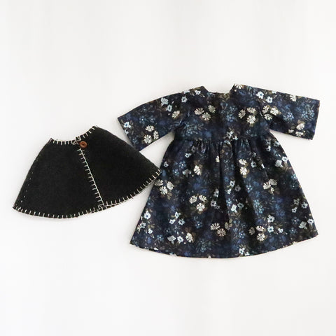 【キット　新作】クゥクゥの着せ替え材料セット ケープとギャザーワンピース（ネイビー）