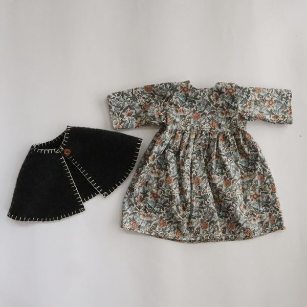 【キット　新作】クゥクゥの着せ替え　ケープとギャザーワンピース（オレンジ×ブルー）