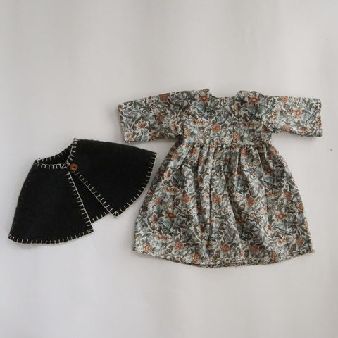 【キット　新作】クゥクゥの着せ替え　ケープとギャザーワンピース（オレンジ×ブルー）