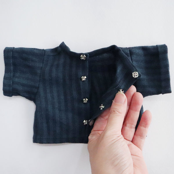 【材料セット　新作】フラクシィ着せ替え　お店コーディネート ブルーストライプ×ブラックデニム