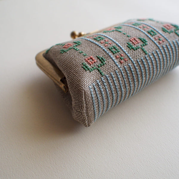 フラワーパターンのがま口キット