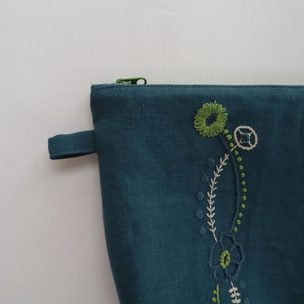 フラワーガーランド模様のポーチ